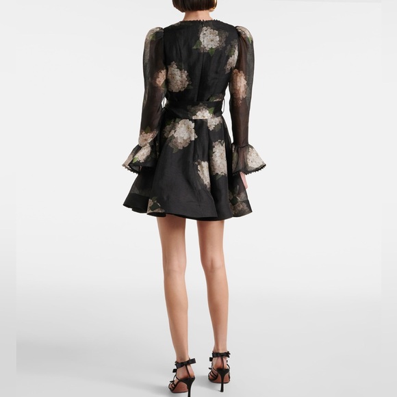 New Zimmermann Balance Long Sleeve Mini Dress in Black - Picture 3 of 15